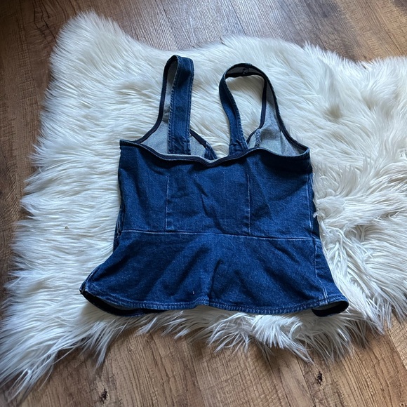 Reformation Blue Denim Lace-Up Top - Picture 7 of 8